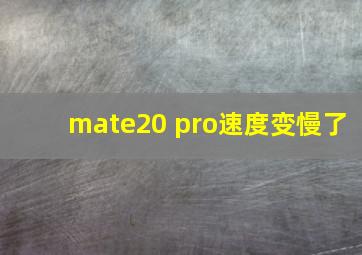 mate20 pro速度变慢了